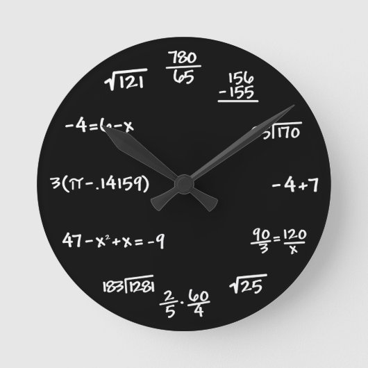 数学の黒板の時計-数学者 ラウンド壁時計 (正面)