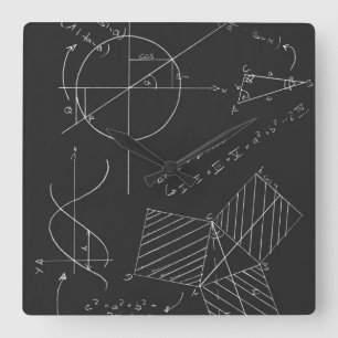数学の黒板 スクエア壁時計
