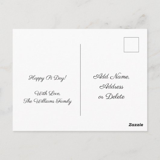 数学の3.14の数学が好きでおめでとう ポストカード (裏面)