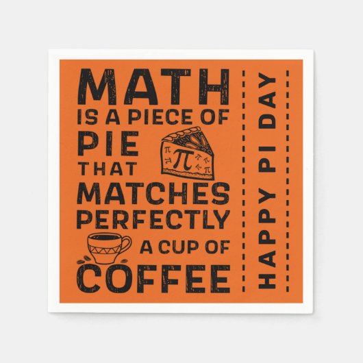 数学はパイの一部オレンジ黒ハッピーパイ日 スタンダードカクテルナプキン (正面)