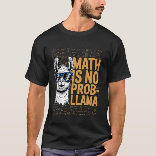 数学は問題なし - ラマ、面白い動物好き、数学ギフト Tシャツ (正面)