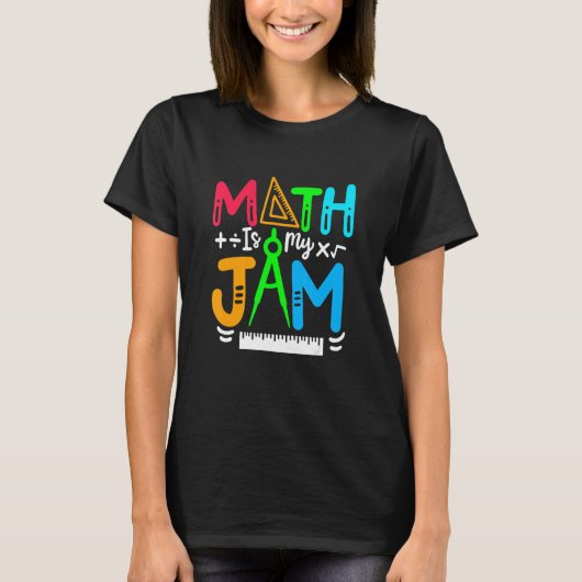数学は私のジャム数学の先生100日Sに戻る Tシャツ (正面)