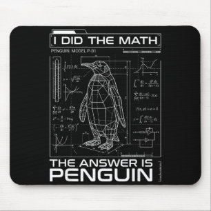 数学をやってみた 答えはペンギン 面白い数学Tシャツ マウスパッド