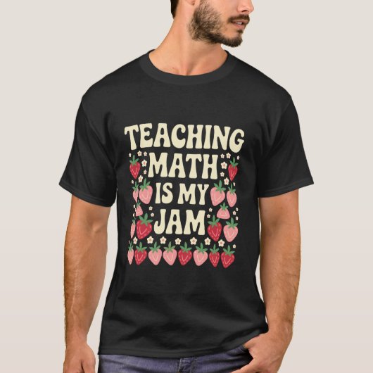 数学を教えるのが大好きなイチゴの先生のバックトゥー Tシャツ (正面)