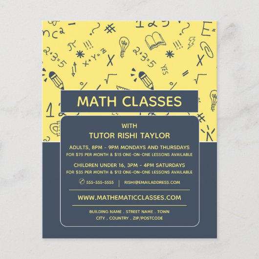 数学アイコンデザイン、数学クラス広告ズ チラシ (正面)