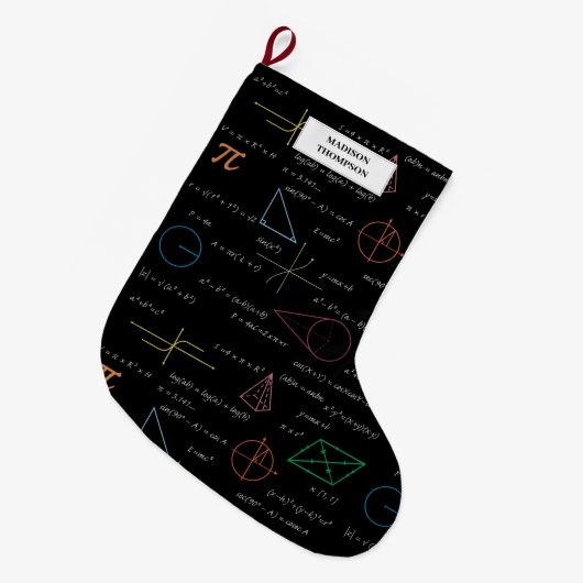 数学カラフル方程式の数式 ラージクリスマスストッキング (正面 (吊り時))