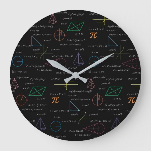 数学カラフル方程式の数式 ラージ壁時計 (正面)