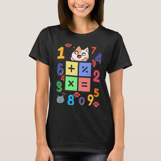 数学キティ猫 私は数学と猫が大好き 数学者 Tシャツ (正面)