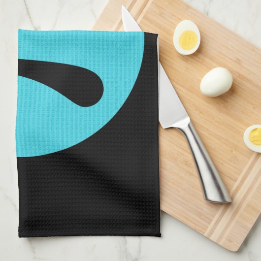 数学ギークのPi記号、黒の青 キッチンタオル (四つ折り)