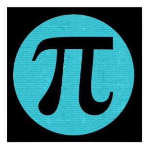 数学ギークのPi記号、黒の青 ポスター
