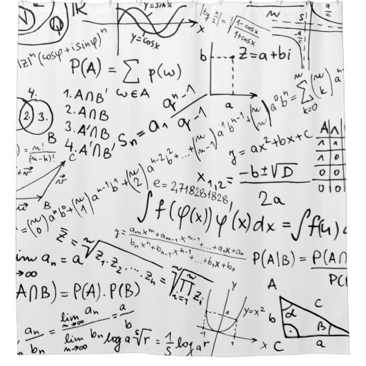 数学ギーク、数学の問題解決パターン シャワーカーテン (正面)