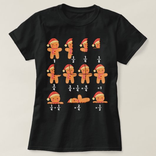数学クリスマスジンジャーブレッドマテマティック先生おたく Tシャツ (デザイン正面)