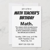 数学タイポグラフィ数学教師の誕生日数学 招待状 (正面)