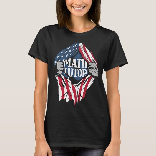 数学チューター米国国旗の学校教育者先生数学Tu Tシャツ (正面)