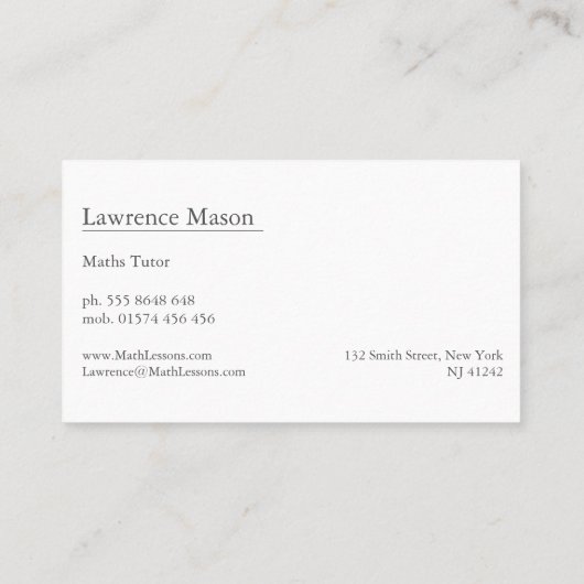 数学チューターChalkboard – 名刺 (裏面)