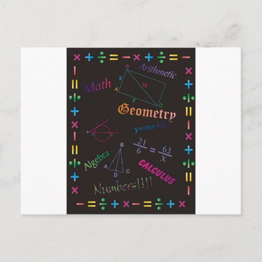 数学デザイン黒 ポストカード (正面)