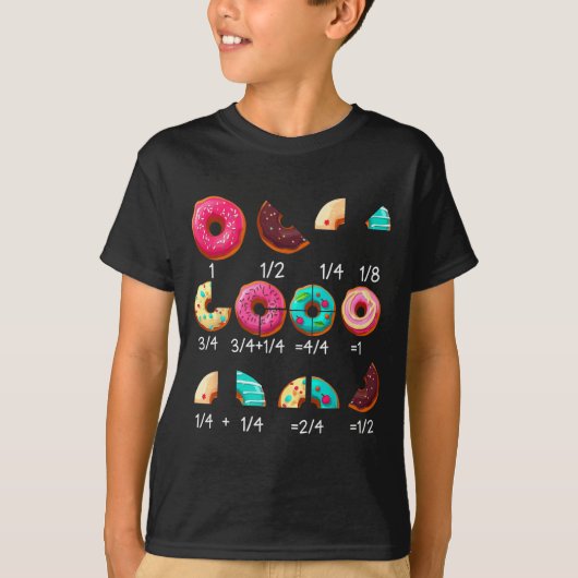数学ドーナツ分数 バックトゥスクール先生へのギフト Tシャツ (正面)