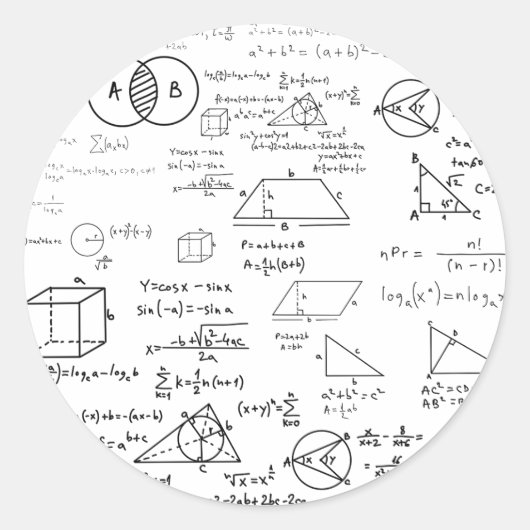 数学パターン ラウンドシール (正面)