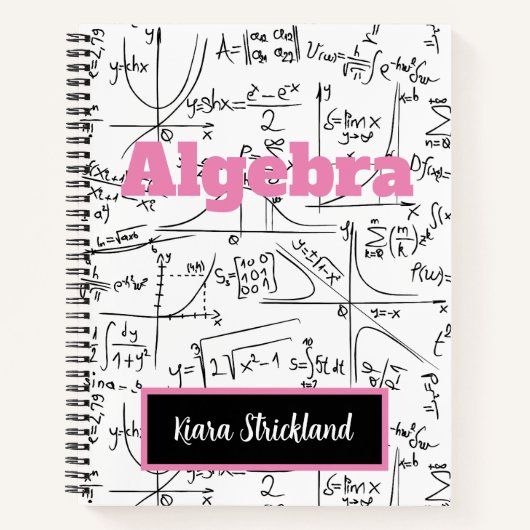 数学パーソナライズされたまたは代数の学校ノート ノートブック (正面)