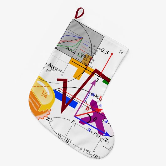 数学フォーミュラ物理スクール ラージクリスマスストッキング (正面 (吊り時))