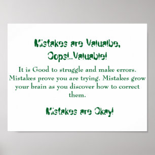 数学マインドセットのポスター – 間違いが良い ポスター