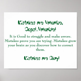 数学マインドセットのポスター – 間違いが良い ポスター