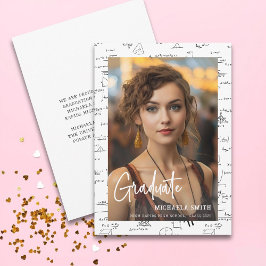 数学モダン台本写真高校卒業 案内状