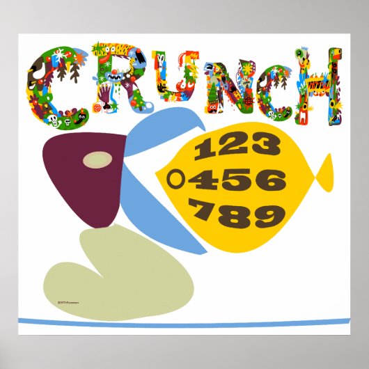 数学ユーモア'crunch numbers'イラストレーションプリント ポスター (正面)