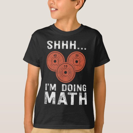 数学ラバージム重量挙げおもしろい引用文トレーニングE Tシャツ (正面)