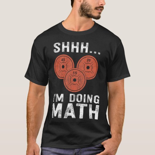 数学ラバージム重量挙げおもしろい引用文トレーニングE Tシャツ (正面)