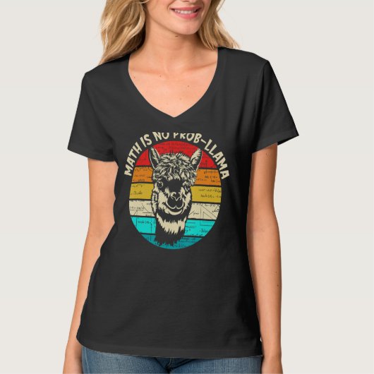 数学ラマ先生数学はNo Prob Llama Tシャツ (正面)