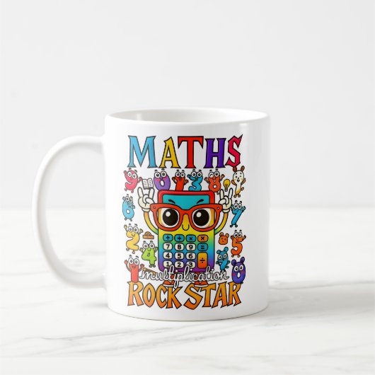 数学ロックスターカジュアル電卓マグ コーヒーマグカップ (左)
