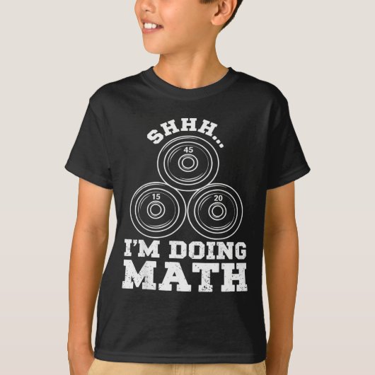 数学中 静かにね 重量挙げ 楽しいトレーニング Tシャツ (正面)