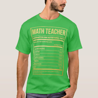 数学先生おもしろい数学の栄養ラベル Tシャツ