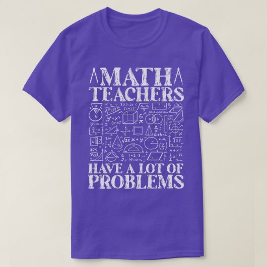 数学先生には数学の問題がおもしろい多い Tシャツ (デザイン正面)