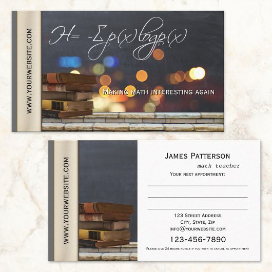 数学先生または家庭教師アポイントメント名刺 予約カード