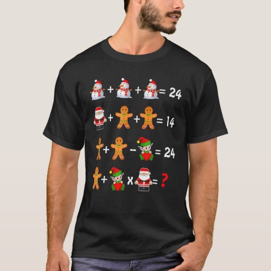 数学先生クリスマスの操作順クイズ Tシャツ (正面)