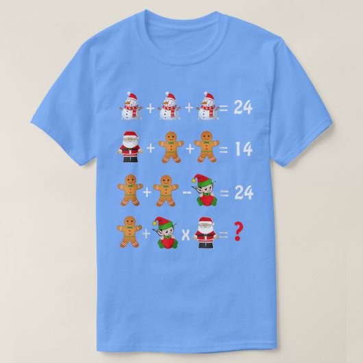 数学先生クリスマスの操作順クイズ Tシャツ (デザイン正面)