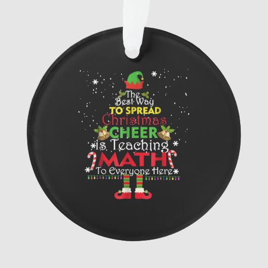 数学先生クリスマスシャツ小妖精や小人クリスマス応援 オーナメント (正面)