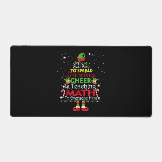 数学先生クリスマスシャツ小妖精や小人クリスマス応援 デスクマット (正面)