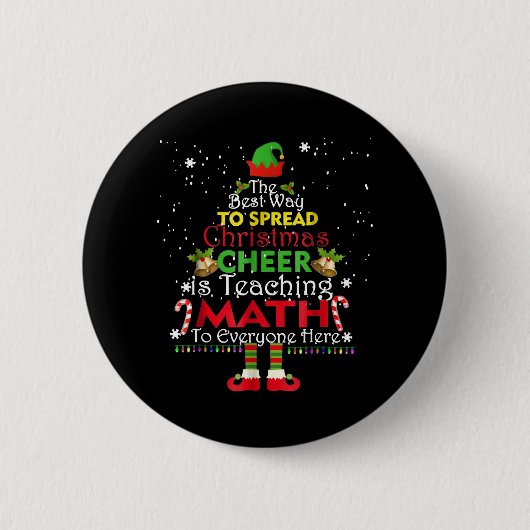 数学先生クリスマスシャツ小妖精や小人クリスマス応援 缶バッジ (正面)