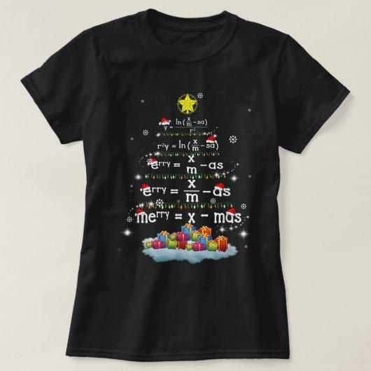 数学先生クリスマスツリーおもしろいクリスマス数学f tシャツ (デザイン正面)