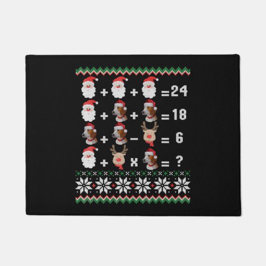 数学先生クリスマスハリアー ドアマット (正面)