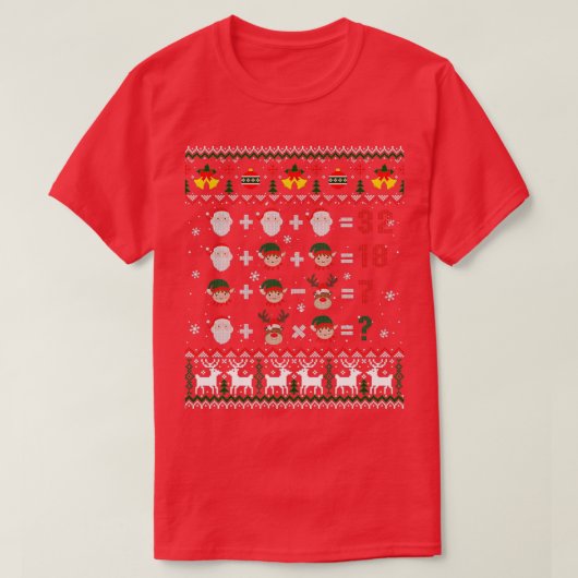 数学先生クリスマスベッドマス数学方程式醜いS Tシャツ (デザイン正面)