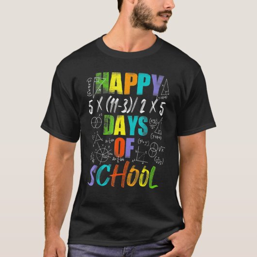 数学先生ハッピー100日目の学式_3 Tシャツ (正面)