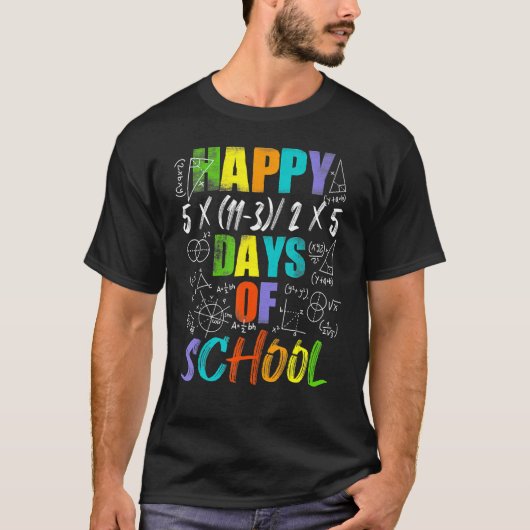 数学先生ハッピー100th Day of School方程式1 Tシャツ (正面)
