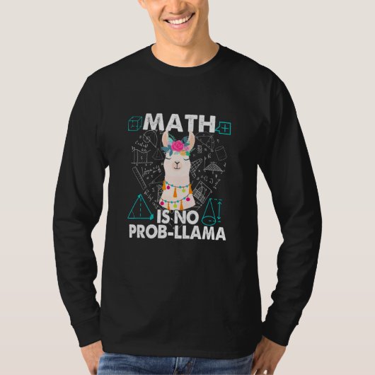 数学先生ラマ数学はNo Prob Llama Tシャツ (正面)