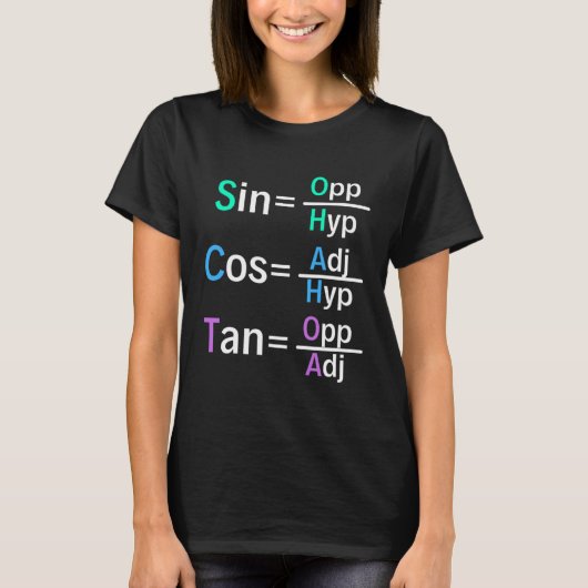 数学先生三角法SOH CAH TOAジオメトリ Tシャツ (正面)