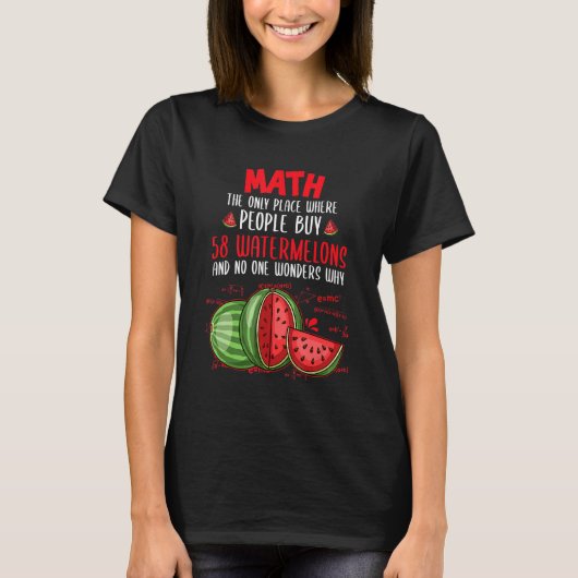 数学先生学校生徒科学スイカ Tシャツ (正面)