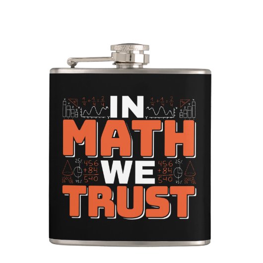 数学先生引用文- In Math We Trust フラスク (正面)